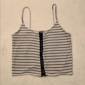 American Eagle striped ribbed crop tank top